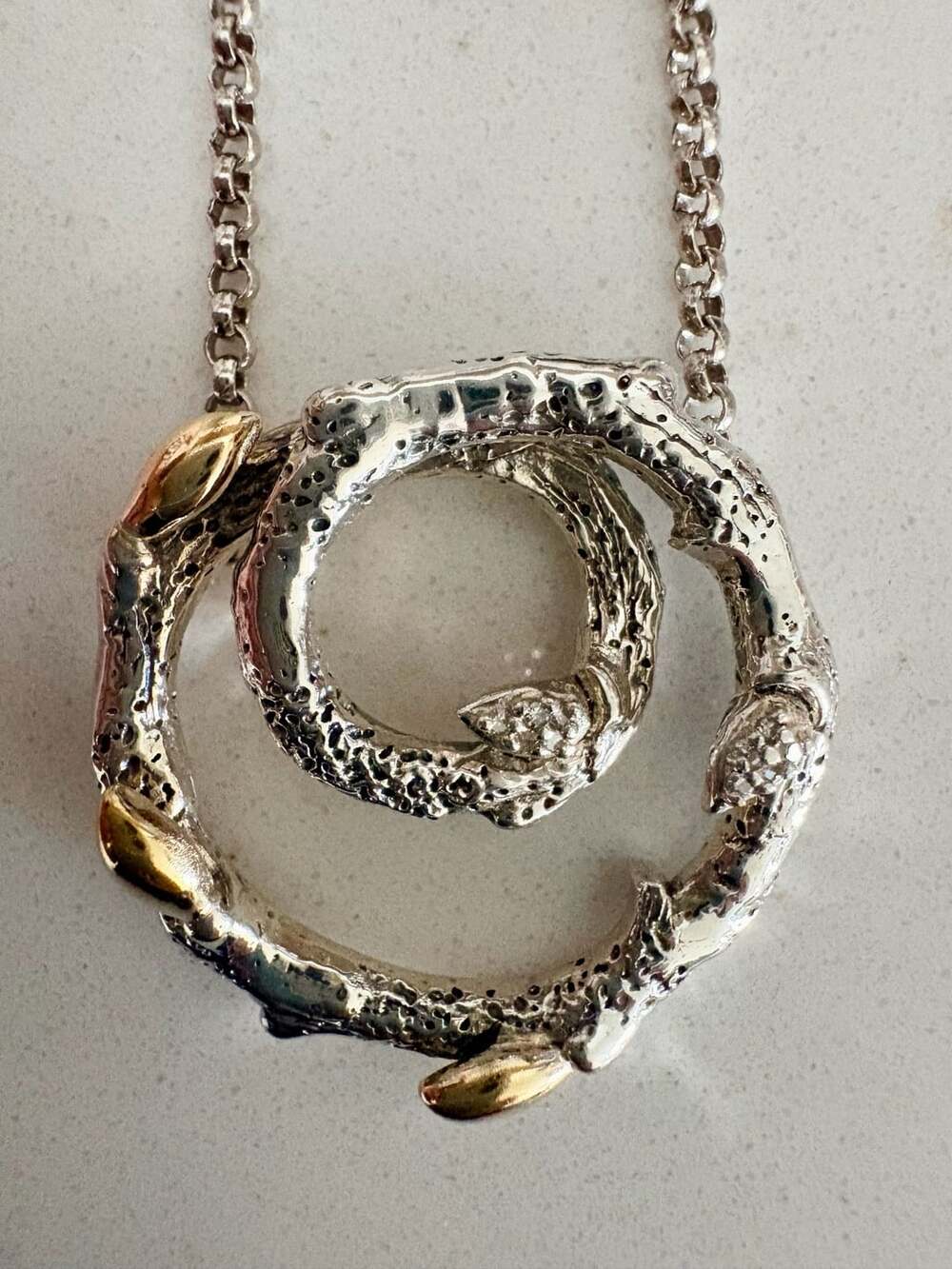 Dweck Diamonds 925 Sterling Silver and 18K Gold Organic Swirl Pendant Necklace